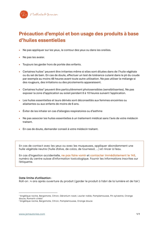 3 roll-on aux huiles essentielles à choix + étui en cuir cousu main