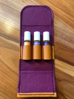 3 roll-on aux huiles essentielles à choix + étui en cuir cousu main